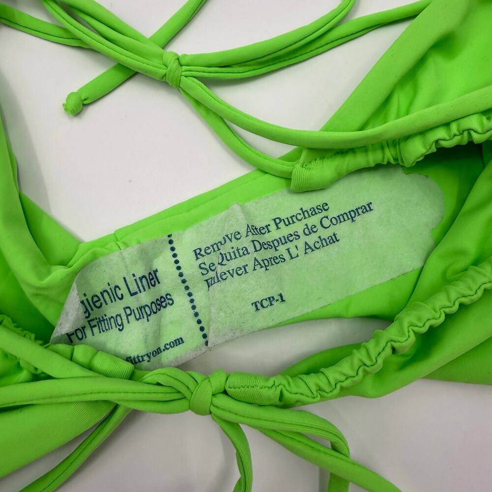 Good American Bikini Bottom Size XL Tiny Ties NWOT Neon Green High Cut Swim NEW - Picture 13 of 14